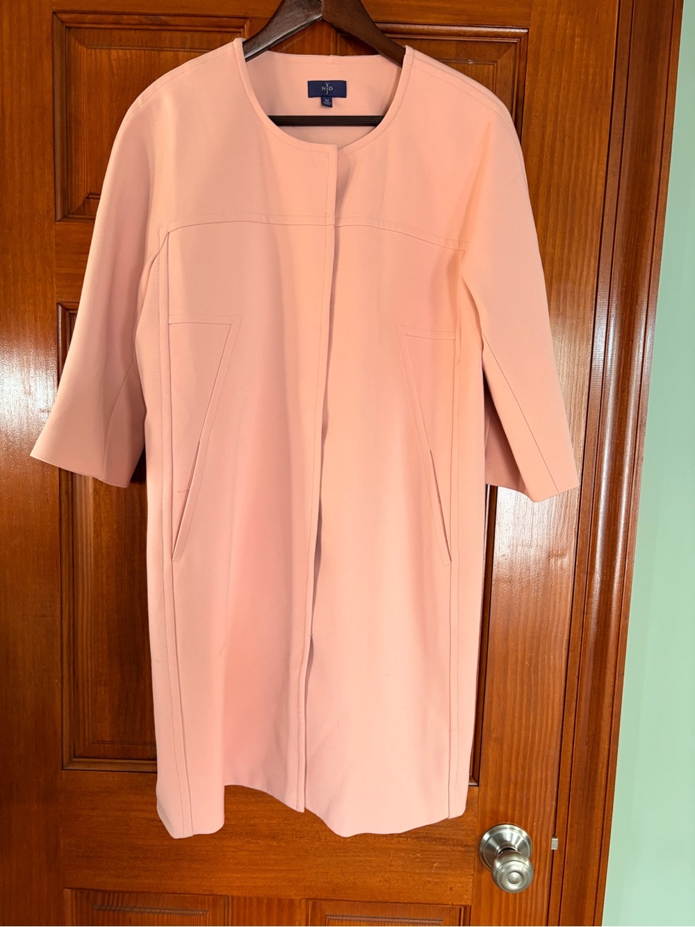NYDJ Blush Pink Longline Collarless Dress Coat - never worn/no tags